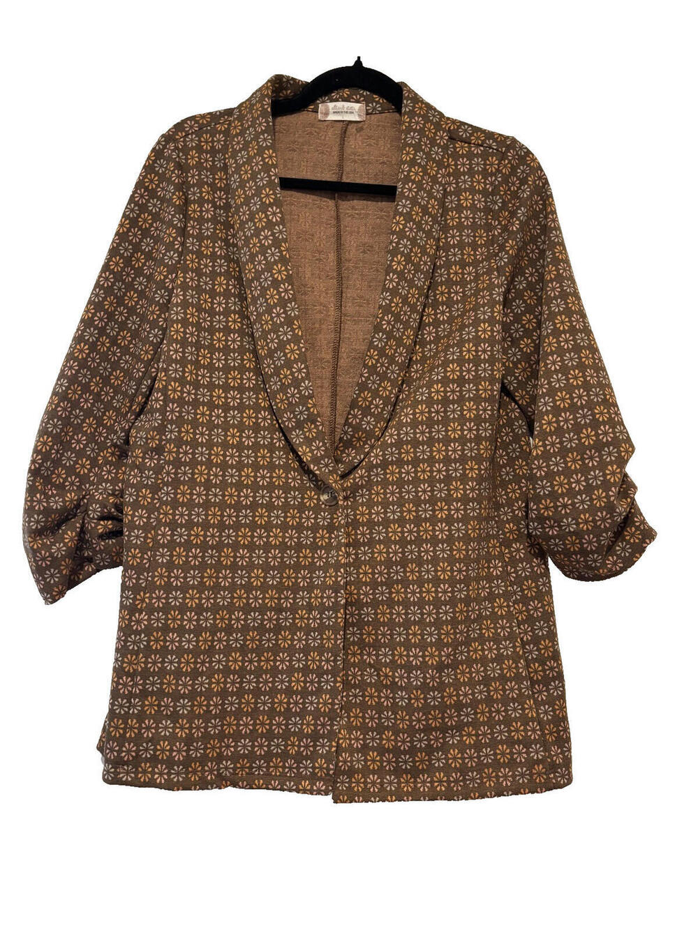 Altar'd State sz L one button soft brown floral blazer with‎ some stretch D